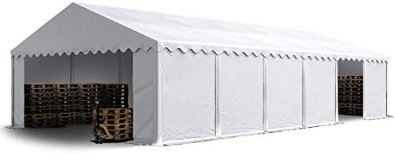 TOOLPORT Tendone deposito 6x12 m PVC 700 N Bianco Impermeabile Tenda capannone Tenda di stoccaggio