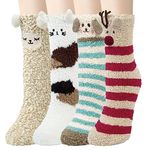 Women Fluffy Socks Gifts Winter Warm Thick Cozy Thermal Socks Fuzzy Cute Animal Bed Socks for Ladies and Girls Best Present Ideas for Christmas Valentine's Day Mother's Day