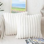 NIULAA Cream White Cushion Covers 40cm x 40cm Fluffy Faux Fur Cushion Covers 16 x 16 inches Set of 2 Pillow Covers Soft Plush Pillowcases for Sofa Bed Moroccan Style Home Decor Cushion Cover