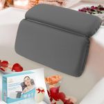 HOUT Bath Pillow Waterproof - Bath Pillows for Head and Neck Waterproof - Luxury Bath Pillow Grey fits All Bathtub - Spa&Bath Accessories Bath Cushion Back Support - Strong Suction Cups Non-Slip(Grey)