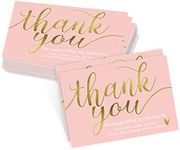 25 Pink and Gold Thank You Cards for Small Business, We Appreciate You Supporting My Business Customer Appreciation Note Cards, Mini Thanks You Made My Day Pretty Purchase Order Inserts, 3.5x5 inch