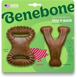 Benebone Tiny 2-Pack Dog Chew Toys, Real Bacon Flavor for Puppy All Breeds