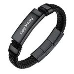 PROSTEEL Leather Personalized Bracelet for Men Mens Custom Bracelets Black Personalized Bracelet Men's Jewelry Male Custom Bracelets