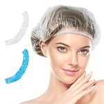 50Pcs Shower Cap Disposable, Clear Plastic Bath Caps for Women Men Kids Girls, Multi-Purpose Thick Waterproof Bath Caps Hair Treatment, Spa,Home Use,Portable Travel (30 Pcs White + 20 Pcs Blue)