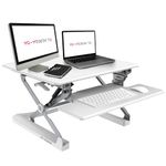 Yo-Yo Desk Standing Desk Converter - Transform Any Desk Into a Sit-Stand Workstation - Height Adjustable Riser for Single or Dual Monitor - Ergonomic Tabletop with Keyboard Tray, 68cm Wide (White)