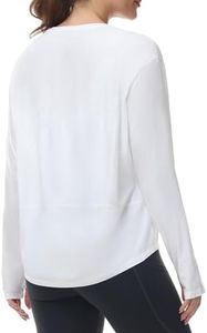 THE GYM PEOPLE Women's Long Sleeve Workout Shirts Back Loose Fit Running Tee Tops with Thumb Hole White