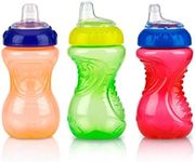 Nuby No-Spill Easy Grip Cup, 10 Ounce (Red/Green/Orange) 3 Pack, Multi (539856)