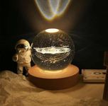 Fire Turtle Glass Lamp 3D Crystal Ball Astronomy Night Lamp with Base for Living Room Ornament Solar System Fantasy Decoration LED Colorful Lighting Touch Base Moon Light (Solar System)