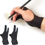 MMOBIEL Digital Drawing Glove – Artist Glove for Drawing Tablet, Paper Sketching etc. – Palm Rejection 3-Layer – Two Fingers Digital Drawing Glove Right and Left Hand – 2 Pack - Size Medium – Model B