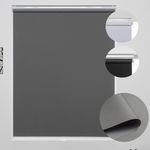 KALYSIE Cordless Roller Shades 100% Blackout Blinds for Windows and Doors, Pull Down Room Darkening Window Shades, Easy to Install for Home and Office, Grey, Fixed 72 Inches High, 23 Inches Width