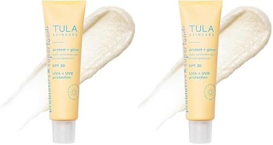 TULA Skin Care Protect + Glow Daily Sunscreen Gel Broad Spectrum SPF 30 - Skincare-First, Non-Greasy, Non-Comedogenic & Reef-Safe with Pollution & Blue Light Protection, Supersize, 3.38 oz (Pack of 2)