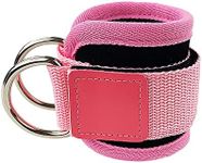 Adjustable Ankle Strap with Double D-Rings and Neoprene Support Ankle Straps for Cable Machines for Kickbacks, Workouts, Leg Extensions, Curls, and Hip Abductors for Men and Women (Pink, Single)