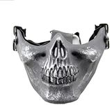 Hewufo Half Face Skull Airsoft Mask CS Paintball Mask Props (Silver - Black)