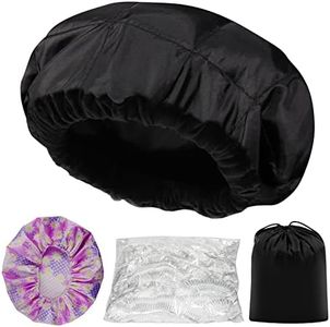 Cordless Deep Conditioning Heat Cap - Microwavable Heat Cap for Deep Conditioning Hair Therapy, 100% Natural Cotton, Flaxseed Seed Interior for Maximum Heat Retention (New Version Black)