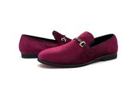 youxiaoyou Men's Loafers Vintage Slip on Suede Dress Shoes Velvet Dress Loafers Size 7-13, Red, 8.5