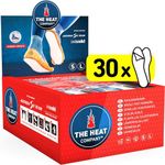 THE HEAT COMPANY Insole Foot Warmers Adhesive - 30 Pairs - EXTRA WARM - Adhesive Foot Warmers - 8 Hours of Warmth - Instant Heat - Air Activated - Purely Natural - SMALL Size: 3-6.5