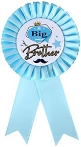 Satin Fabric Big Brother Tinplate Badge Pins, Birthday Boy Award Ribbon, Kids Birthday Baby Shower Rosette, Brooch Buttons Pin for Boy Birthday Party Decorations - Sky Blue