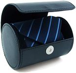 WAJJ Men's Necktie Travel Case, Tie Anti-Wrinkle Organizer Box - Formal Cylinder Shape (Blue)