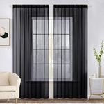 MIULEE 2 Panels Solid Color Sheer Window Curtains Elegant Window Voile Panels/Drapes/Treatment for Bedroom Living Room (54 X 84 Inches Black)