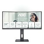 AOC CU34P3CV - 34 Inch QHD Curved Monitor, 100Hz, VA, Height Adjust, Speakers, USB HUB, USB-C PD 65W, KVM (3440 x 1440 100Hz, HDMI 2.0 / DP 1.4 / USB-C / USB 3.2)