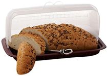 Signoraware Big Bread Box with Moving Lid | Semi Transparent | Food Grade BPA Free | Freezer Microwave Oven Dishwasher Safe | Breads Sandwich cakes pastries ( Maroon | LxWxH-31.5X20.6X15 Centimetres)