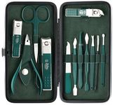 Beauté Secrets Nail Cutter Set - 12-Piece Ultra Sharp Nail Clipper Set with Nail File for Men & Women | Perfect for Thick Toenails & Fingernails | Nail Care Tools, Green