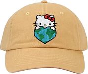 Bioworld Hello Kitty Embroidered Canvas Cotton Twill Dad Hat - Brown