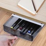 oddpod Under Desk Attachable Hidden Plastic Drawer & Self-Adhesive Diy Secret Organiser/Slide Out Storage Tray For Home Office - Medium (Black cosmetics)