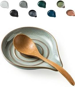 LAUCHUH Spoon Rest, 5" Large Spoon Holder for Stove Top Ceramic Spoon Rest Spatula Rest for Kitchen Utensils, Ladle, Coffee Spoons, Cooking spoons, Spatula, Tongs, Thanksgiving Day, Unique Gray