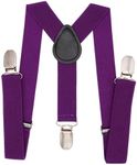 Child Kids Suspenders - 1" Adjustable Y-Back Suspender for Boys & Girls - Purple