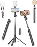 Gahenwo Vlogging Kit, 61" Phone Tripod with Light, All-in-1 Selfie Stick with Selfie Light & Wireless Remote, Portable Phone Tripod Stand Compatible with iPhone/Android/Action Camera