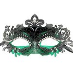 Women/Men Masquerade Metal Masks Venetian Halloween Costume Mask Mardi Gras Mask (Green)