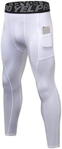 TOPTIE Compression Cool Dry Sports Tights Pants Baselayer Running Yoga Leggings-White-M