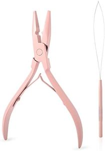 Gomake Hair Extensions Closed and Remover Pliers set, Micro Silicone Rings Beads Hair Extensions Loop Needle Threader Pulling Hook Tool and Bead Device Tool for Hair or Feather Extensions (Pink)