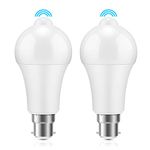 ZONJIE PIR Motion Sensor LED Bulb - 2 Pack- B22 Sensor Bulb 12W- Bayonet Light Bulbs Cool White 6000K Auto On/Off - Equivalent 100w - Motion Light Bulbs for Garage Corridor Basement