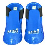 USI UNIVERSAL THE UNBEATABLE Martial Arts Boots, Foot Guard, Foot Protector, 770BD Martial Art Guards, Dip Foam Construction, Elastic/Hook & Loop Closure (Size M, Blue)