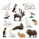 toymany 14PCS Tiny Polar Animal Figurines Toy Set Plastic Mini Arctic Animal Figure Christmas Birthday Gift Cake Toppers Educational Toy for Kids Toddlers…