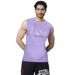 Free Authority Friends Printed Regular Fit Purple Cotton Men Muscle Tee