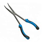 CRAZY SHARK Long Nose Fishing Pliers Hook Remover Tools 11 Inches (Blue Black - Curved Needle Nose Pliers)