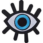 Evil Eye Embroidered Iron/Sew On Patch T Shirt Jeans Black Embroidery Badge