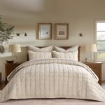 EVERGRACE 3 Pieces Luxurious Velvet Quilt Queen Size, Ultra Soft Bedspread Coverlet Set, Double Box Stitch Lightweight Velvet Comforter for All Season with 2 Shams, Urban Taupe, 92"x96"