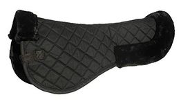 Rhinegold Cotton Horse Riding Saddle Pad - Luxury Equestrian Cotton Pad Saddle with Faux Fur, Trimmed Edges & Girth Replacement Straps. Horse Equipment - Numnahs for Horses & Ponies