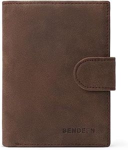 SENDEFN Men's Wallets with RFID Protection, Large Genuine Leather Wallet Men's in Portrait Format, Trifold Wallet for Men, Wallet with 16 Card Slots and Coin Compartment, Af-Brown Matte, RFID Wallet