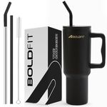 Boldfit Tumbler with Lid and Straw 1.2l Stainless Steel Double Insulated Tumblers for Hot & Cold Drink 100% Leakproof Tumbler Bottle with Handle & Reusable Straw Sipper Tumbler 1200ml - Onyx