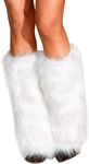 RSLOVE Fur Leg Warmers Winter Leg Warmers for Women Furry Fuzzy Boot Cuffs Cover Halloween Christmas Accessory White