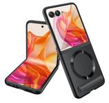 BOUNCEBACK Faux Leather Kickstand Magnetic Charging Support Case/Cover for Motorola Razr 50 Ultra 5g / Motorola Razr 50 Ultra Case Cover - (Carbon Black | P.U Leather)