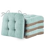 ELFJOY Chair Cushions for Dining Chairs Set of 4 Office Chair Cushion 18x18x3 Inches Kitchen Chair Pads Soft and Comfortable Seat Cushion with Ties and Non Slip Backing,Light Blue