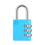 ZARKER XD35 Padlock- 3 Digit Combination Lock for Gym, Sports, School & Employee Locker, Outdoor,Toolbox, Case, Fence and Storage - Metal & Steel - Easy to Set Your Own Combo (Blue)