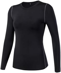 SPVISE Black Compression Shirt Women Long Sleeve Workout Tops Dry Fit Gym Yoga Shirts Slim Fitted Athletic Underscrubs Tops