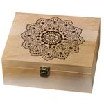 arricraft 1 Pc Wooden Memory Keepsake Box, Mandala Flower Memory Box with Hinged Lids Floral Keepsake Chest for Picture Letter Anniversary Birthday Storage 24.5x19.5x10.3cm